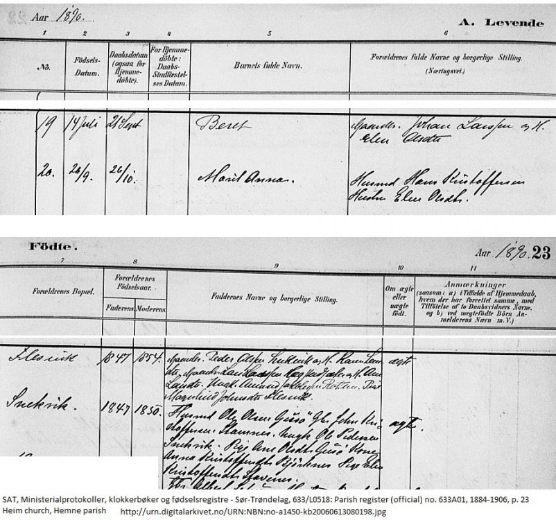 Hansdatter Beret 1890 birth.jpg