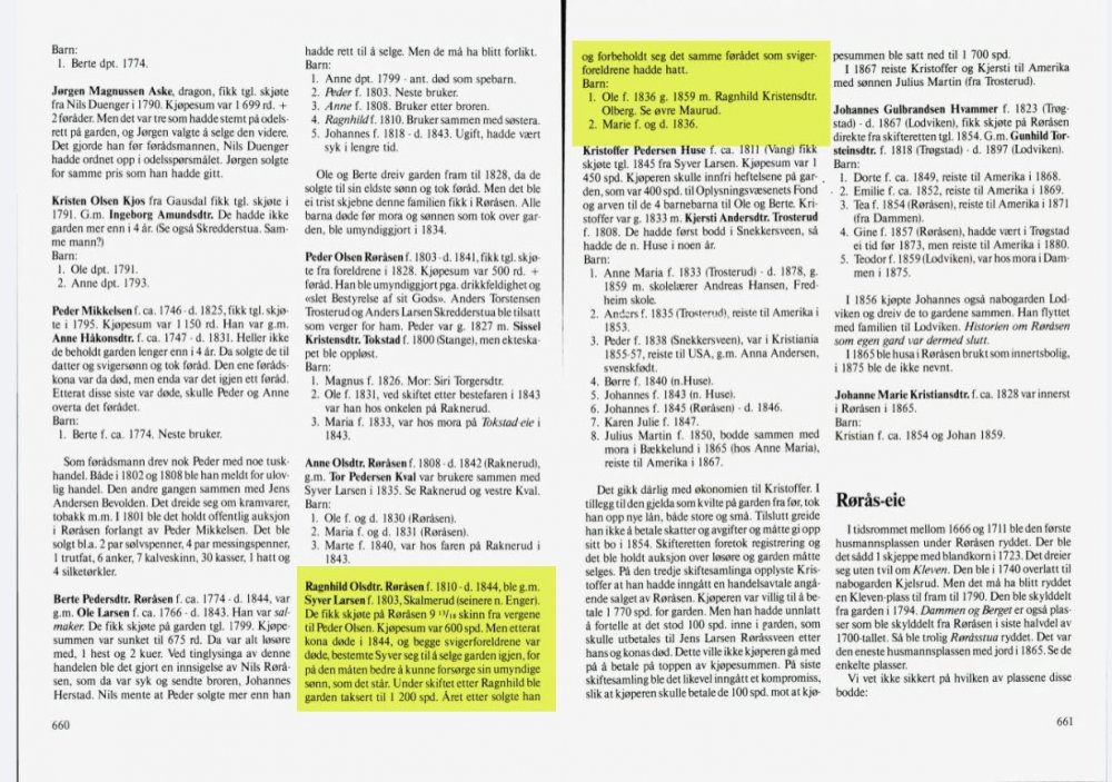 Nes Bydebok Bind 2 Del 1 Røråasen pg 660 661.jpg