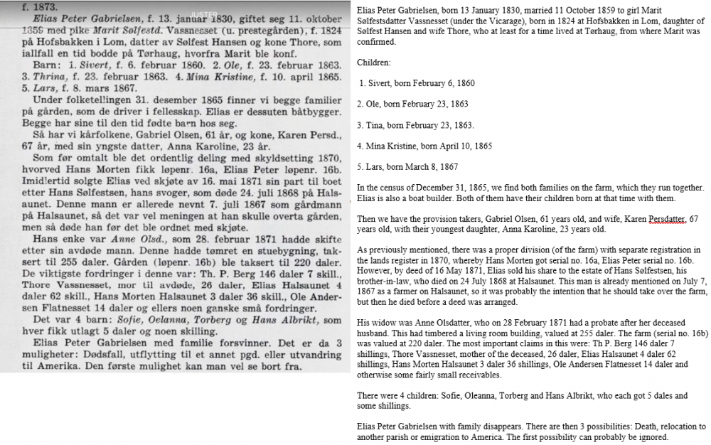 Elias Peter Gabrielsen - Bjørnørfolket - farm and family history for Bjørnør (Roan pg 446 & 541).png